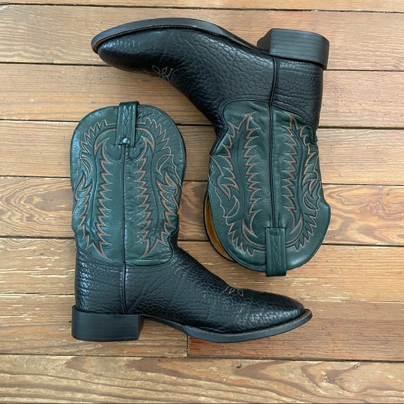 Tony Lama Shoes Tony Lama Western Roper Boots Dark Green And Black